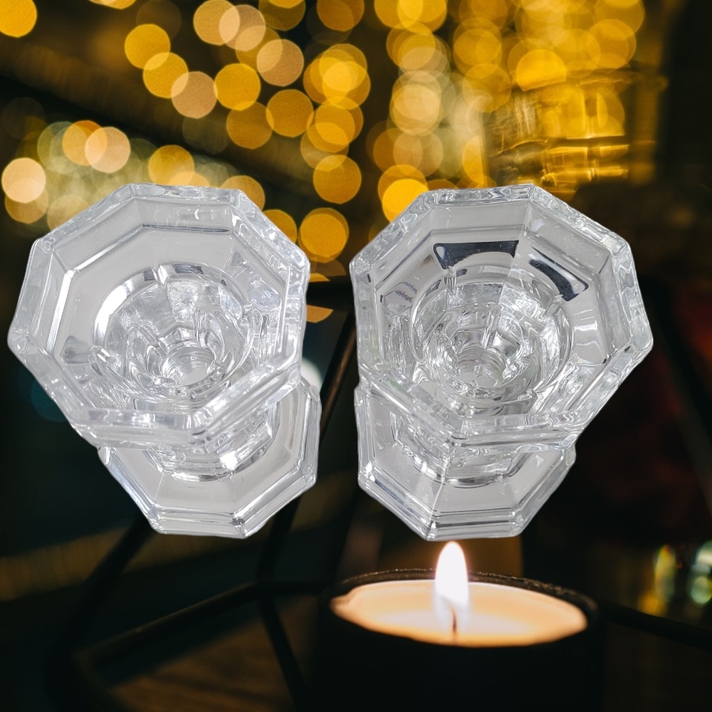 LUMINARC Vintage Clear Glass Candle Holders